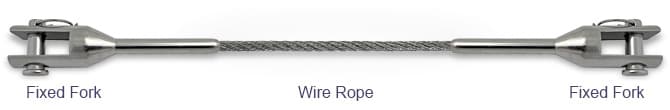 Fixed Fork Wire Rope Assembly - Stainless Steel